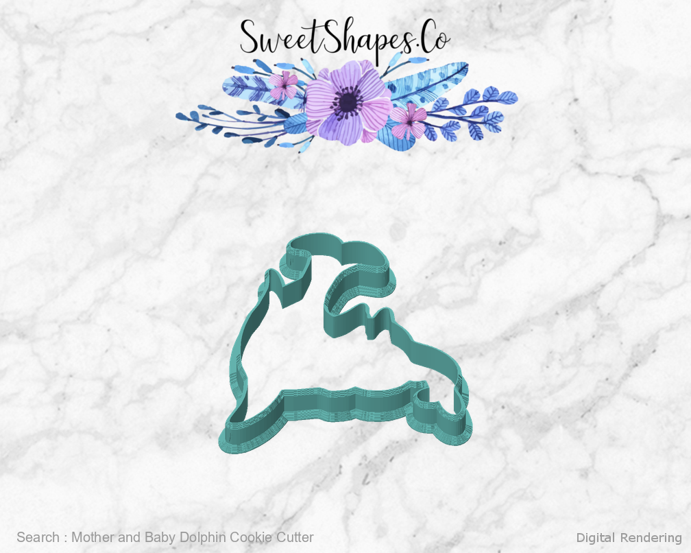 Mother and Baby Dolphin Cookie Cutter — front view