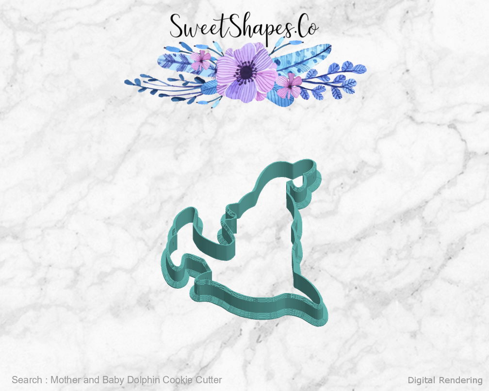 Mother and Baby Dolphin Cookie Cutter — left view