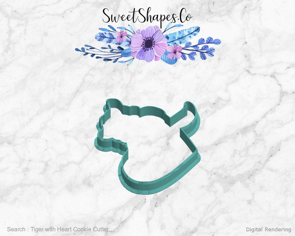 Tiger with Heart Cookie Cutter — left view