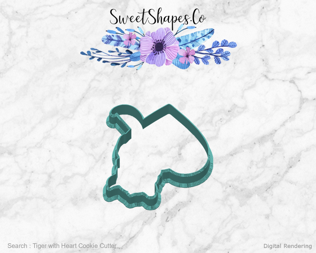 Tiger with Heart Cookie Cutter — back view