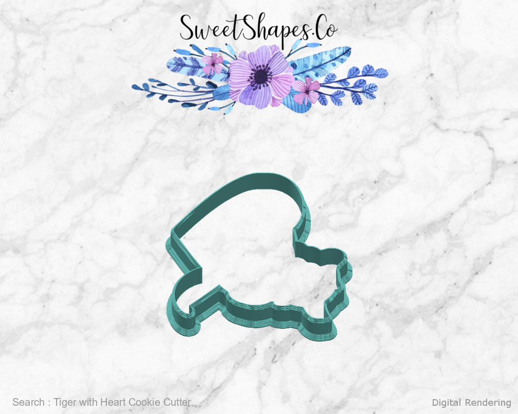 Tiger with Heart Cookie Cutter — right view