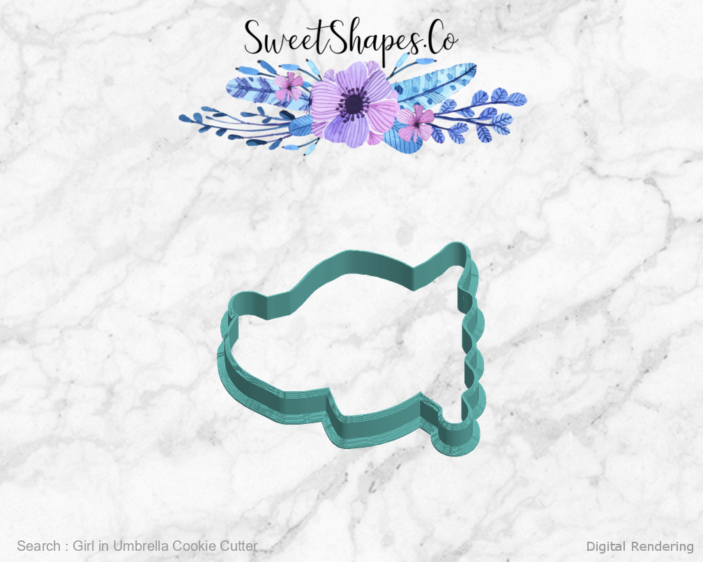 Girl in Umbrella Cookie Cutter — left view