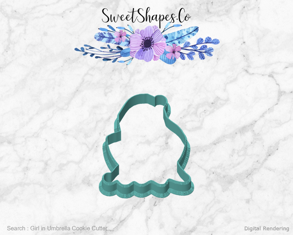 Girl in Umbrella Cookie Cutter — front view
