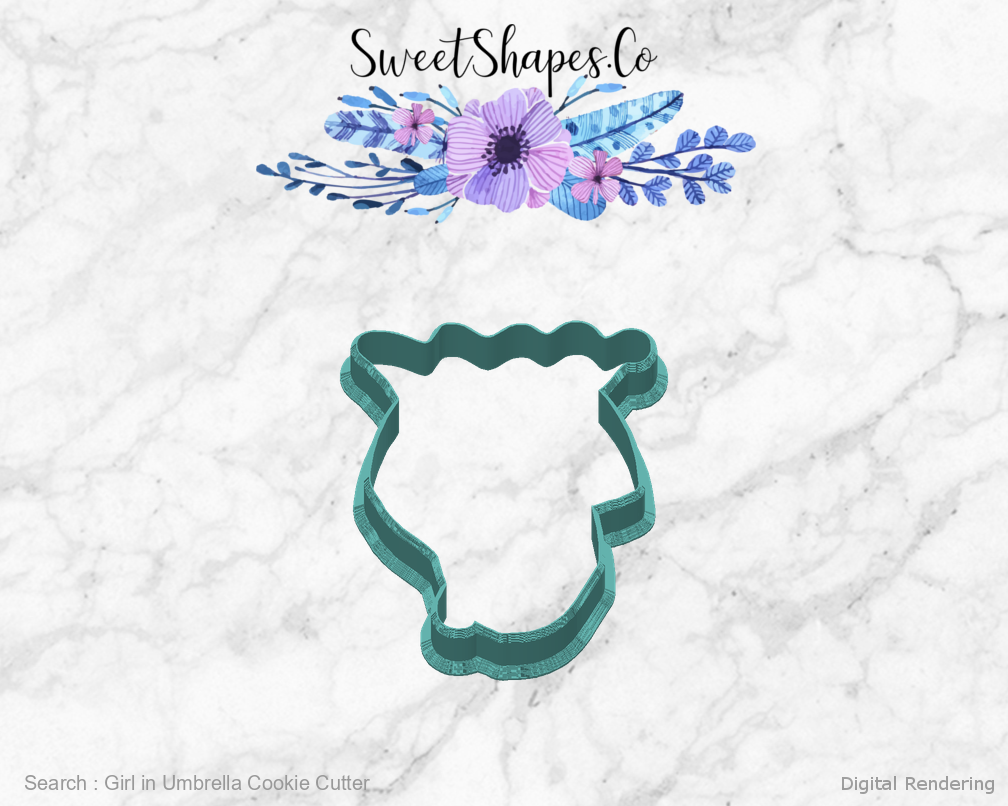 Girl in Umbrella Cookie Cutter — back view