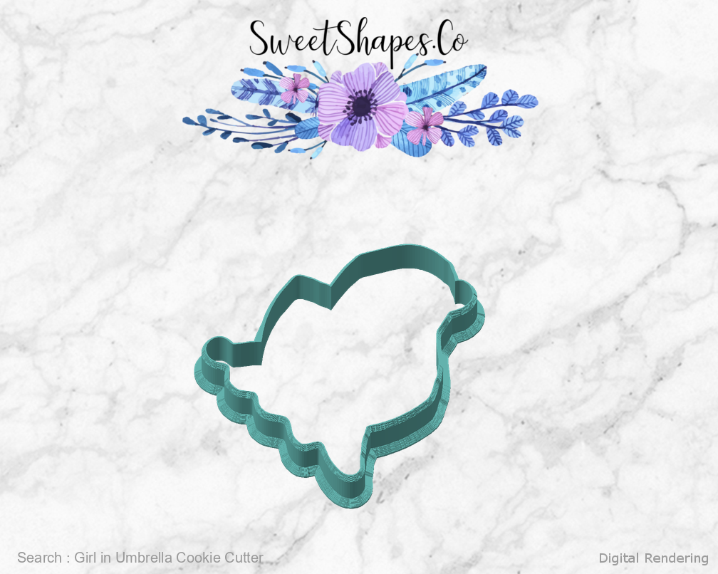 Girl in Umbrella Cookie Cutter — angled front view