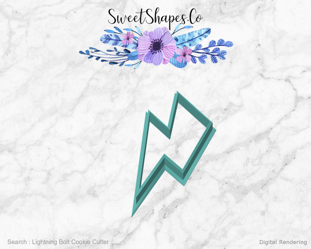 Lightning Bolt Cookie Cutter — angled front view