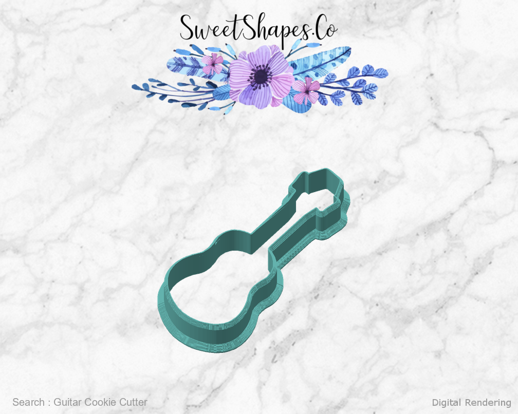 Guitar Cookie Cutter — angled front view