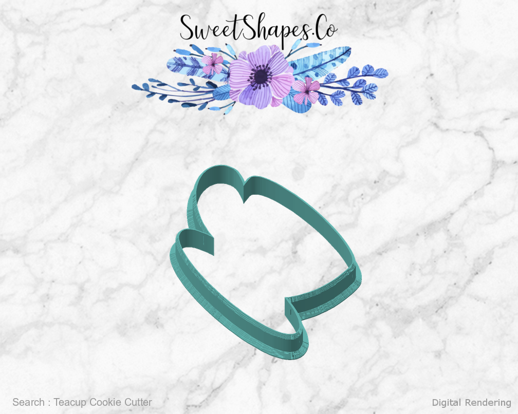 Teacup Cookie Cutter — angled front view
