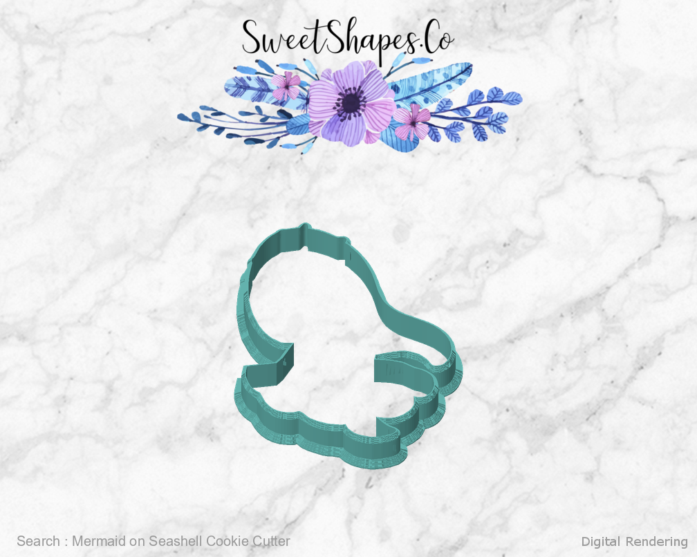 Mermaid on Seashell Cookie Cutter — front view