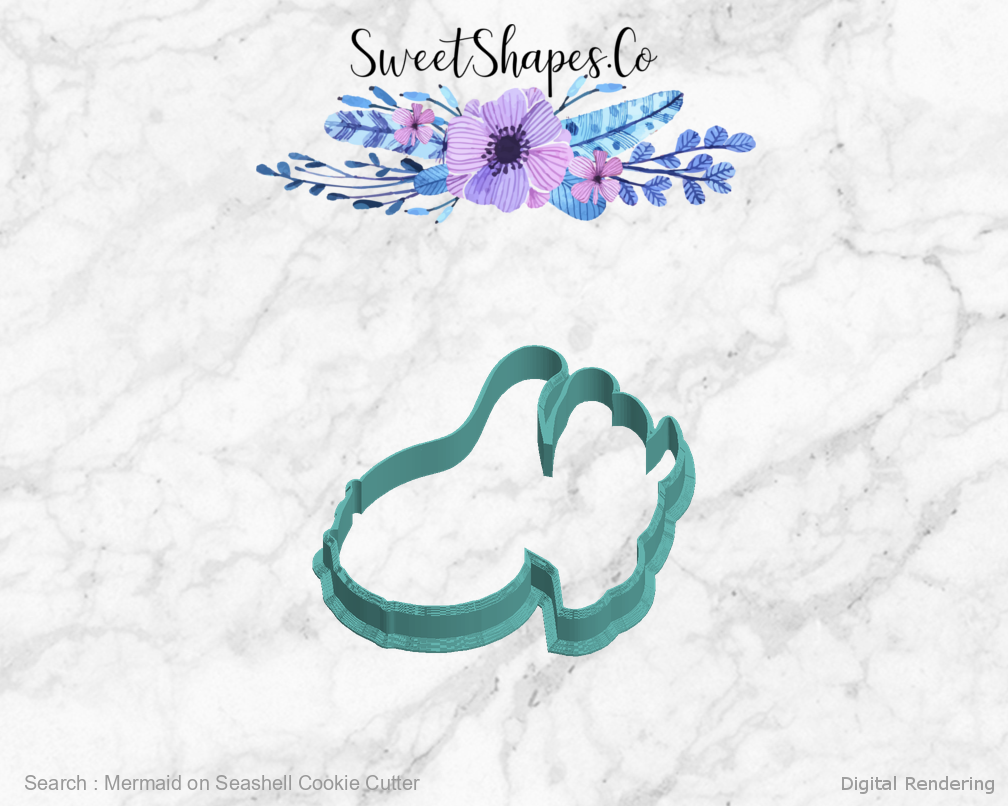 Mermaid on Seashell Cookie Cutter — left view
