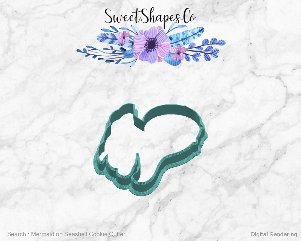 Mermaid on Seashell Cookie Cutter — right view