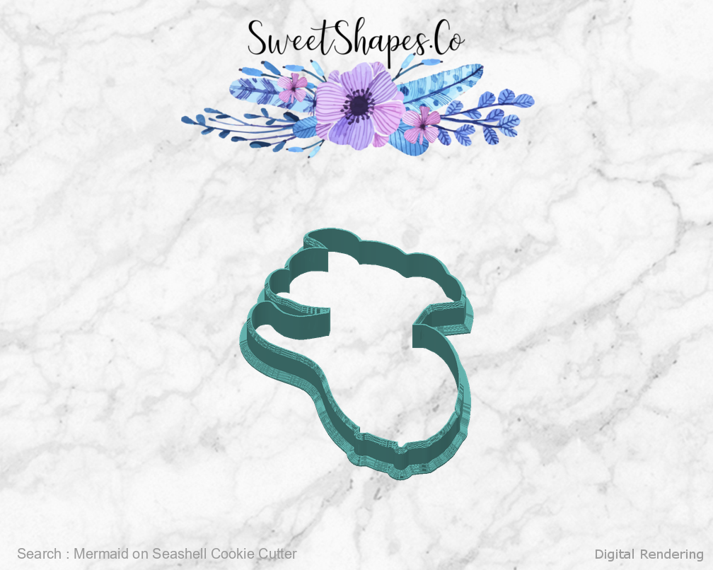 Mermaid on Seashell Cookie Cutter — back view