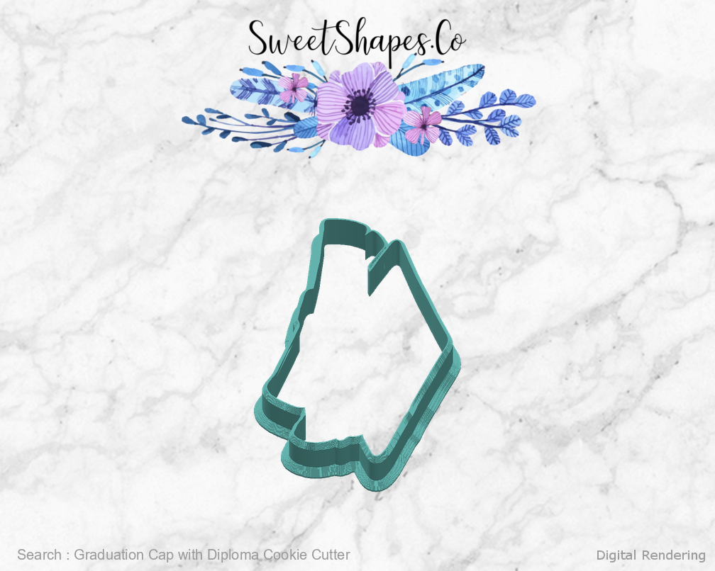 Graduation Cap with Diploma Cookie Cutter — right view