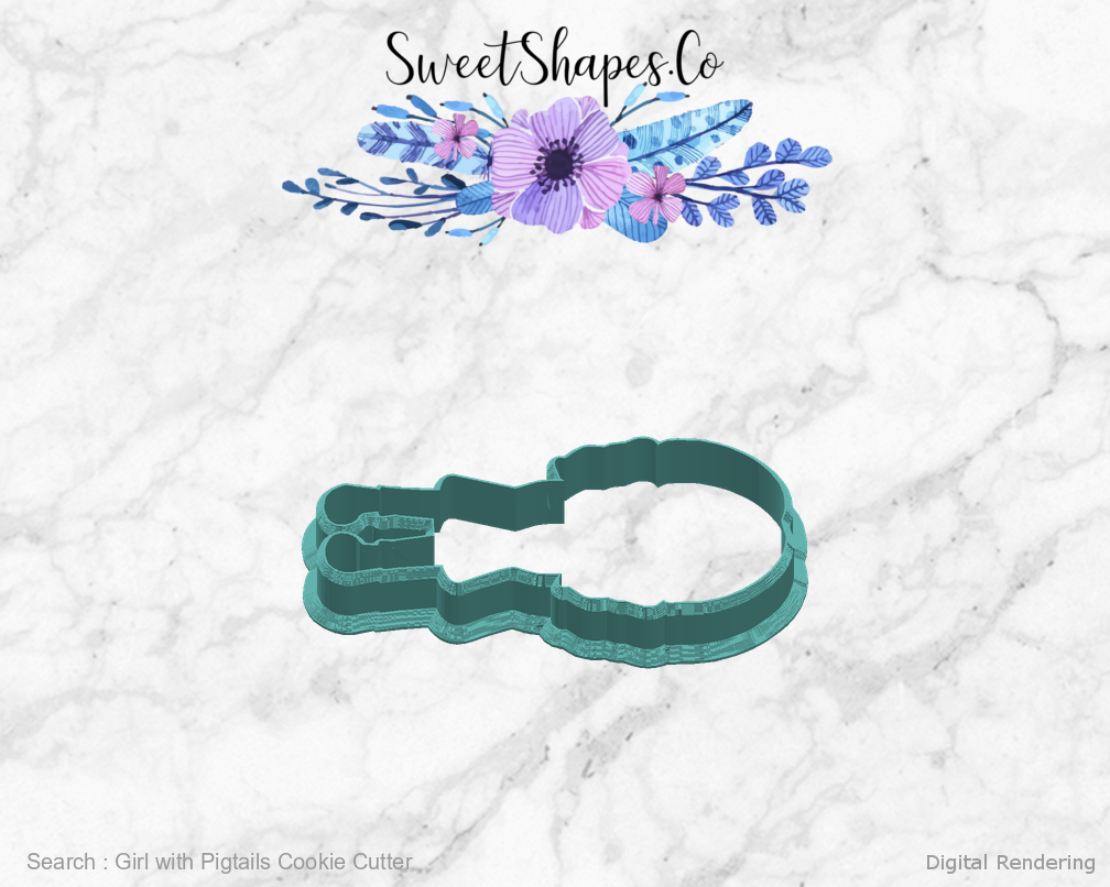 Girl with Pigtails Cookie Cutter — right view