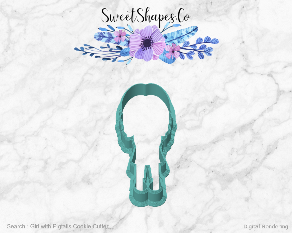 Girl with Pigtails Cookie Cutter — front view