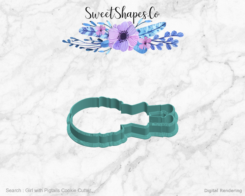 Girl with Pigtails Cookie Cutter — left view