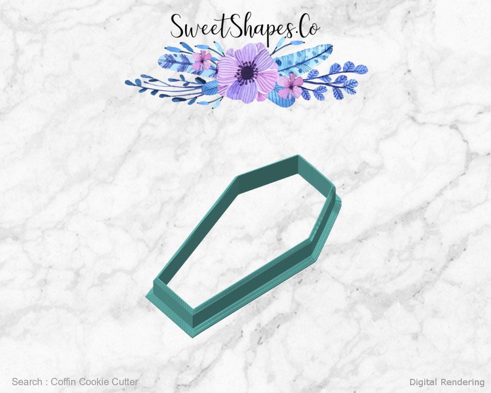 Coffin Cookie Cutter — angled front view