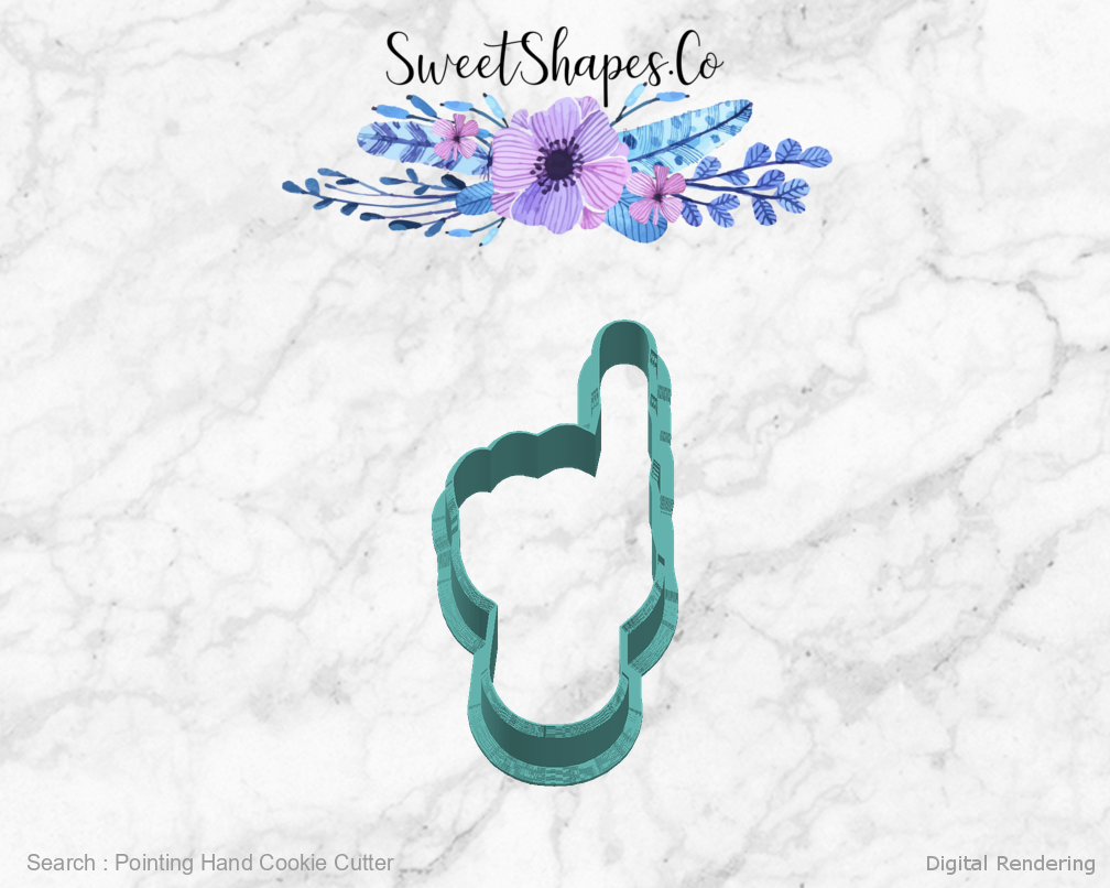 Pointing Hand Cookie Cutter — right view