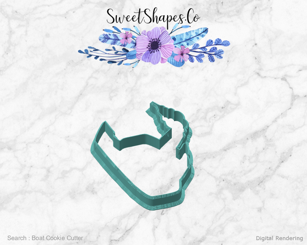 Boat Cookie Cutter — angled front view