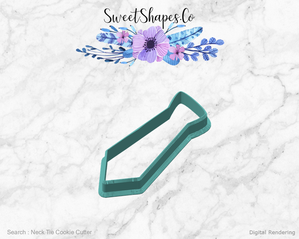 Neck Tie Cookie Cutter — angled front view