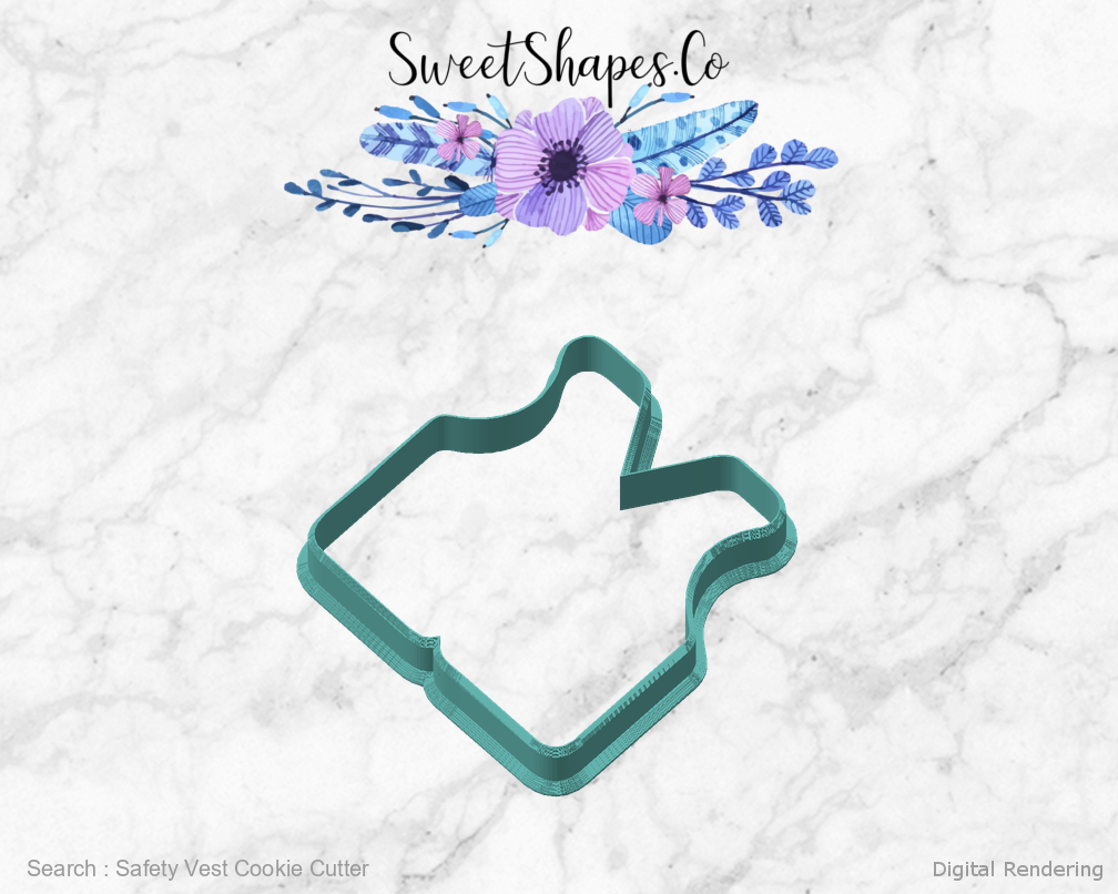 Safety Vest Cookie Cutter — angled front view