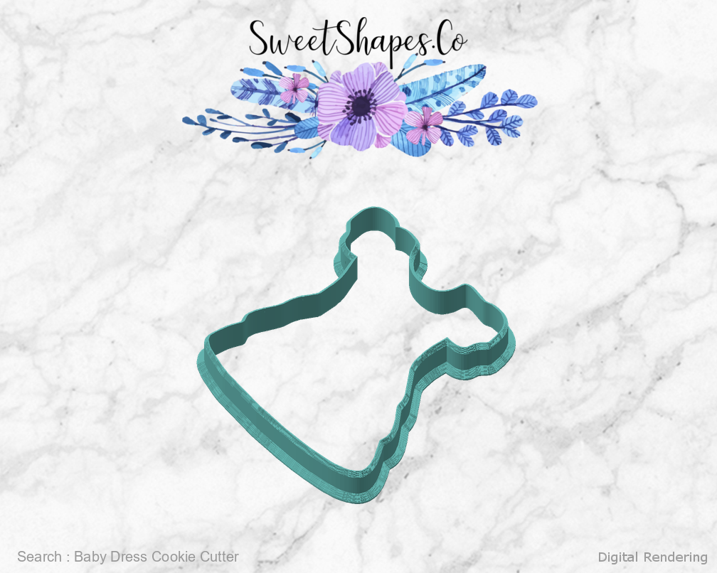 Baby Dress Cookie Cutter — angled front view