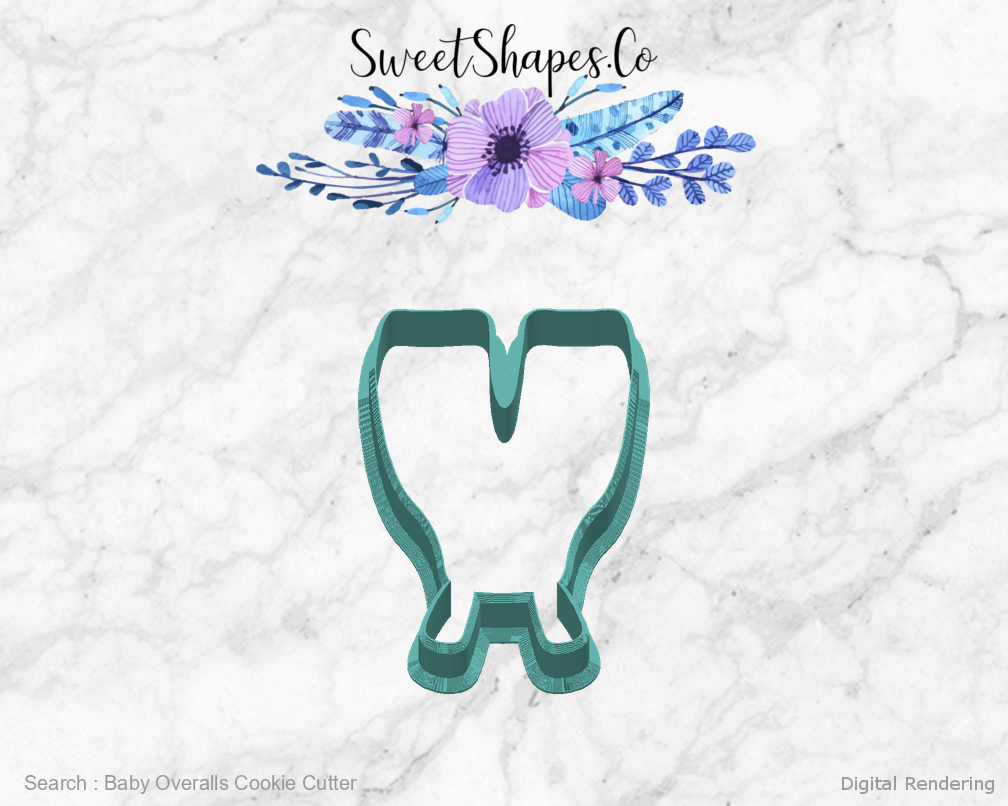 Baby Overalls Cookie Cutter — back view