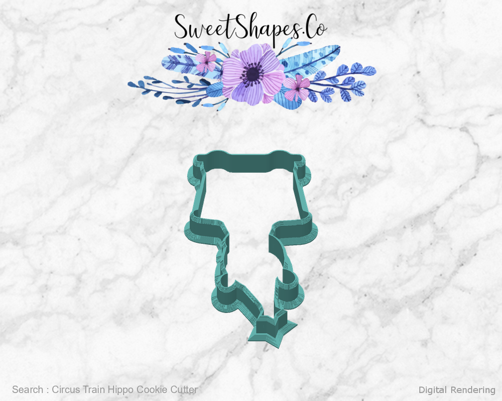 Circus Train Hippo Cookie Cutter — back view