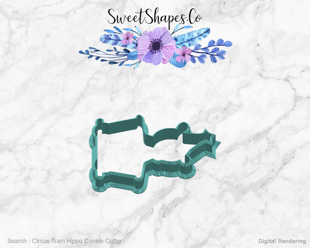 Circus Train Hippo Cookie Cutter — right view