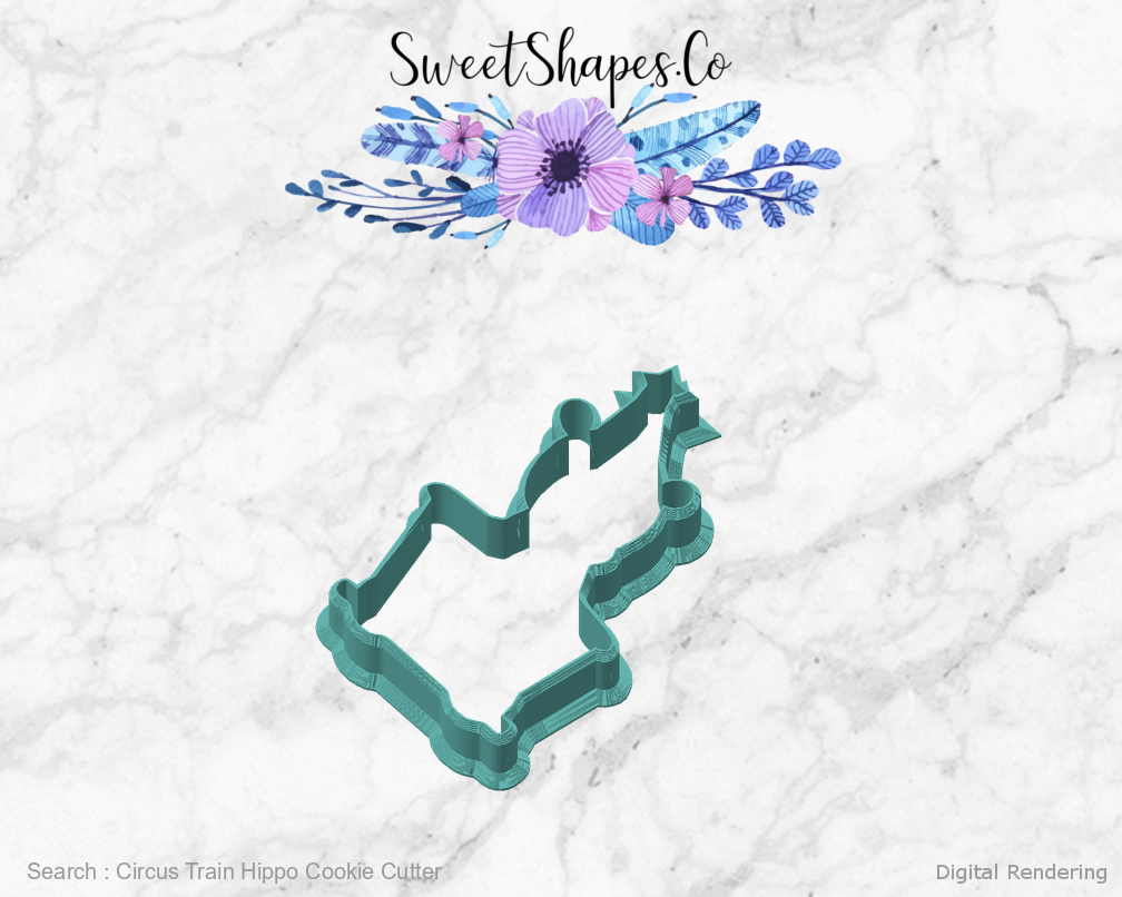 Circus Train Hippo Cookie Cutter — angled front view