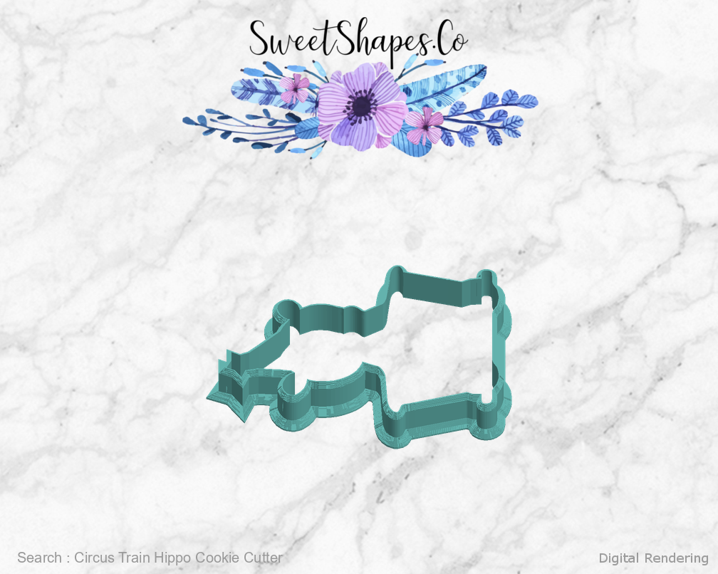 Circus Train Hippo Cookie Cutter — left view