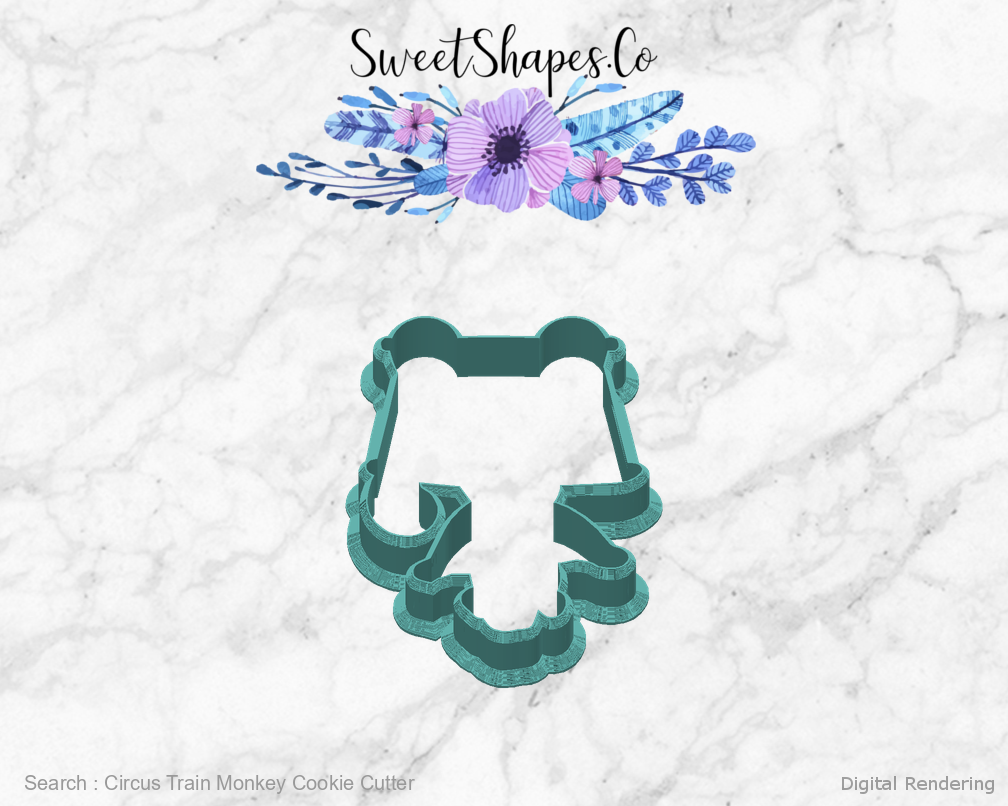 Circus Train Monkey Cookie Cutter — back view