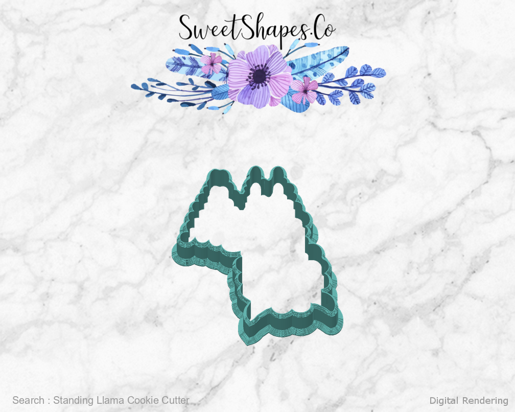 Standing Llama Cookie Cutter — back view