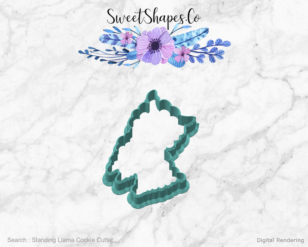 Standing Llama Cookie Cutter — angled front view