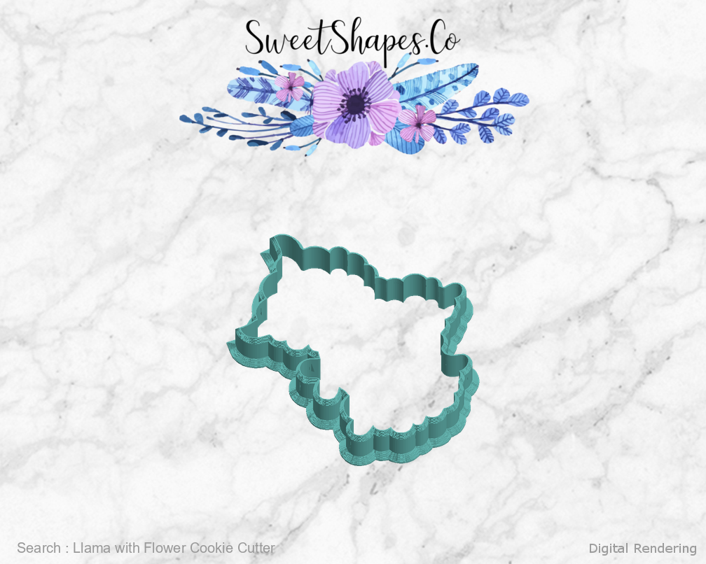 Llama with Flower Cookie Cutter — left view