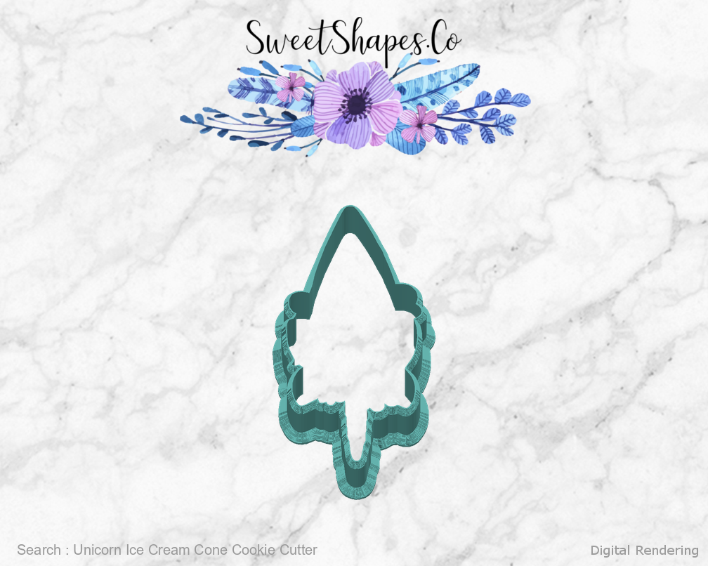 Unicorn Ice Cream Cone Cookie Cutter — back view