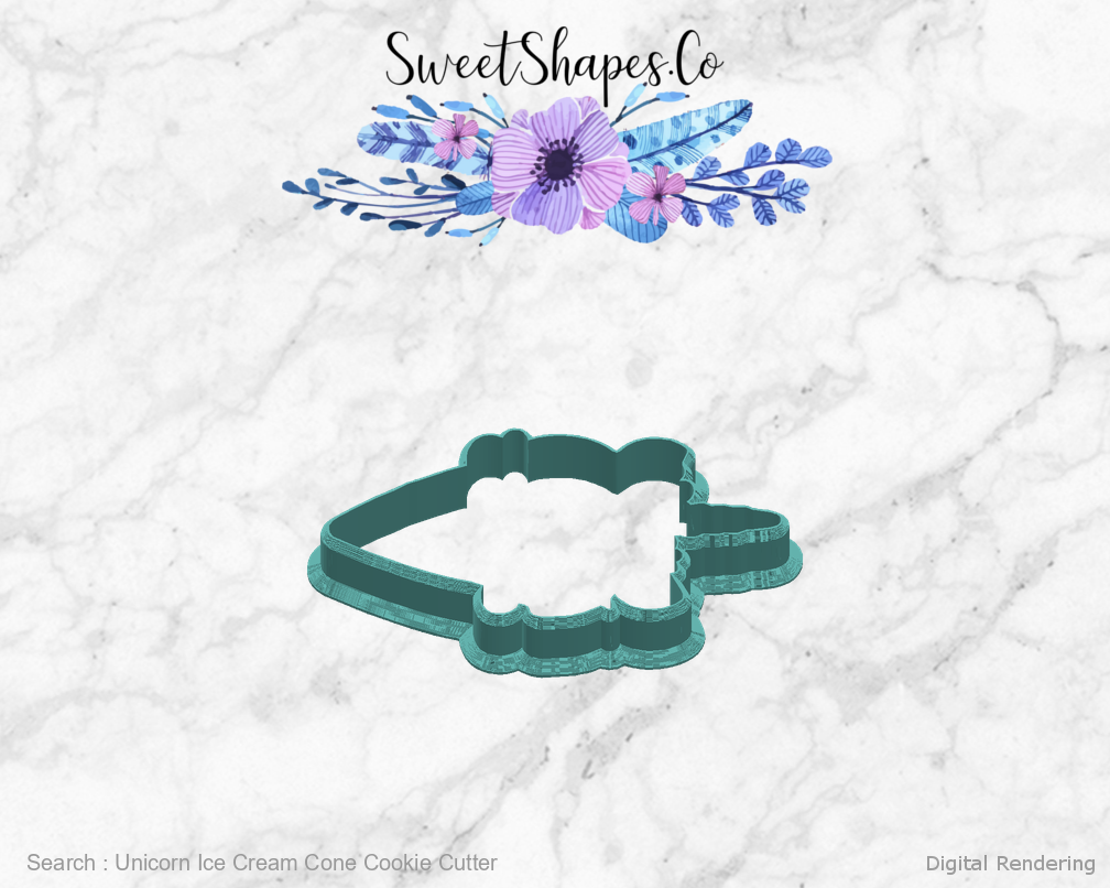 Unicorn Ice Cream Cone Cookie Cutter — right view