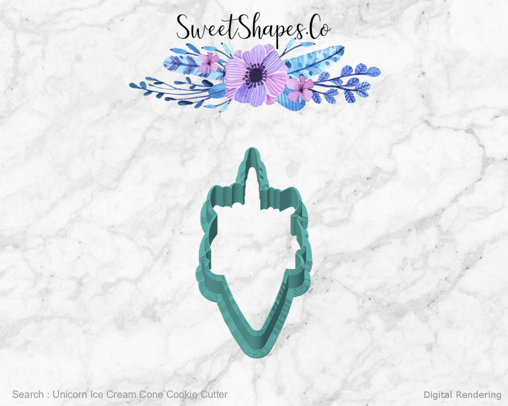 Unicorn Ice Cream Cone Cookie Cutter — front view