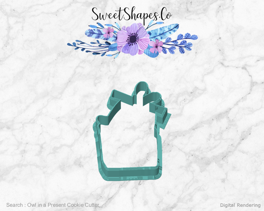 Owl in a Present Cookie Cutter — front view