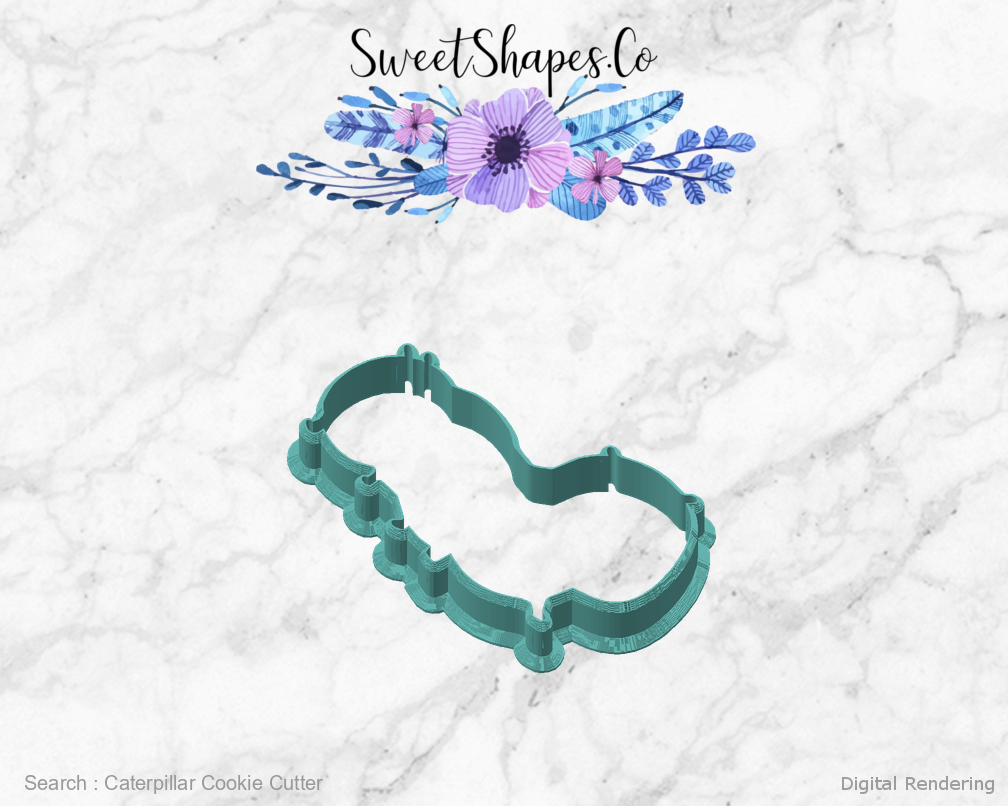 Caterpillar Cookie Cutter — angled front view