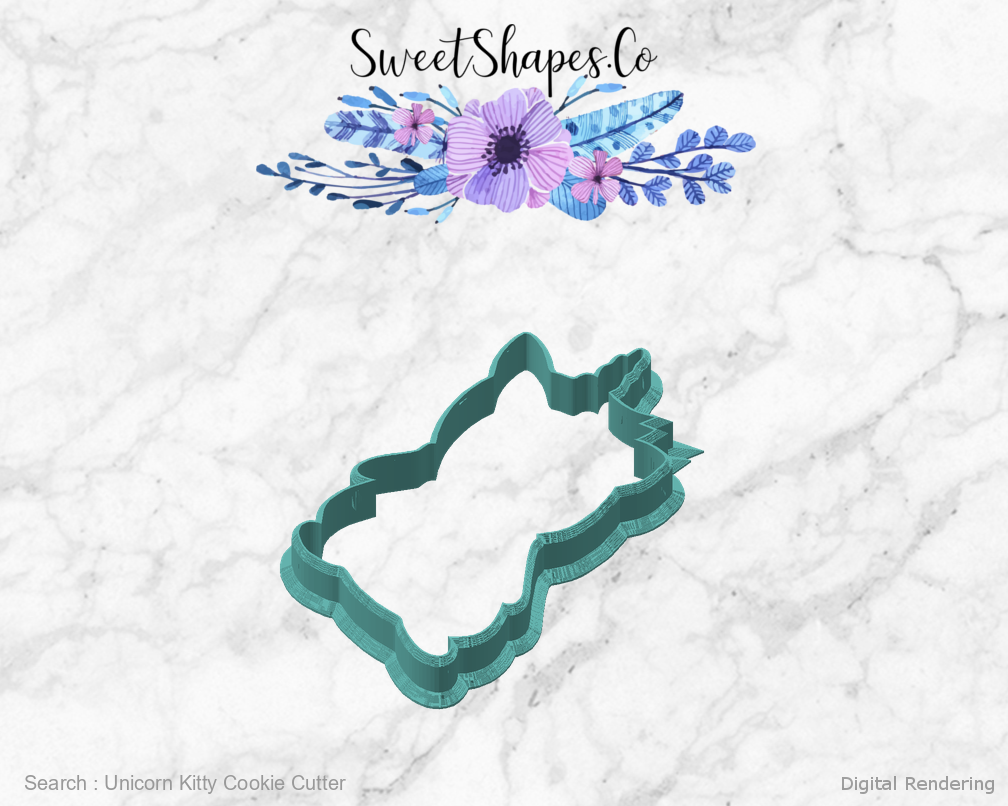 Unicorn Kitty Cookie Cutter — angled front view