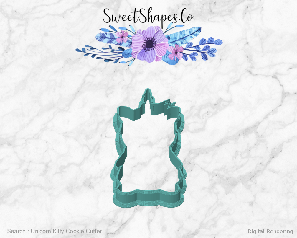Unicorn Kitty Cookie Cutter — front view