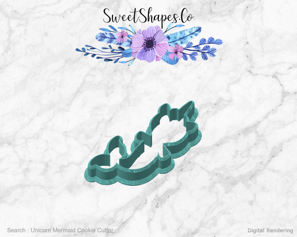 Unicorn Mermaid Cookie Cutter — angled front view