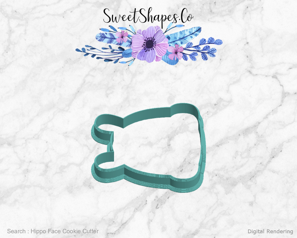 Hippo Face Cookie Cutter — left view
