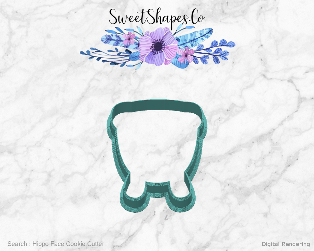 Hippo Face Cookie Cutter — back view