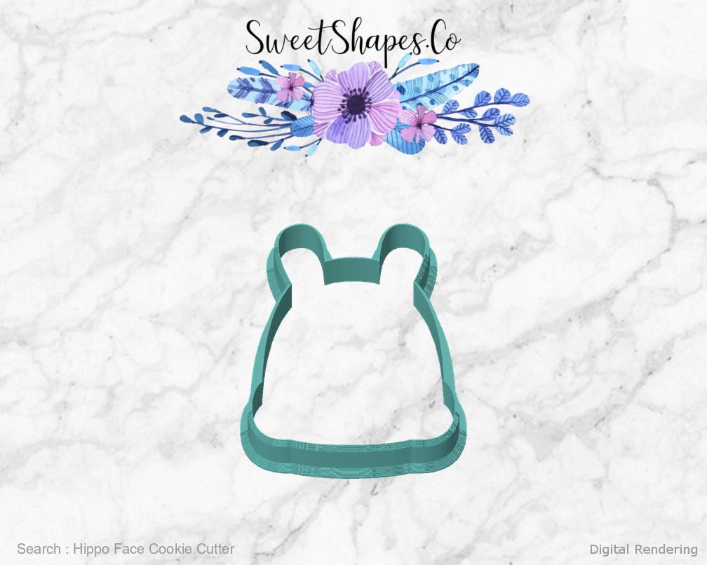 Hippo Face Cookie Cutter — front view