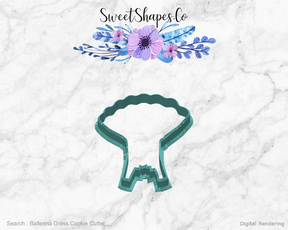 Ballerina Dress Cookie Cutter — back view