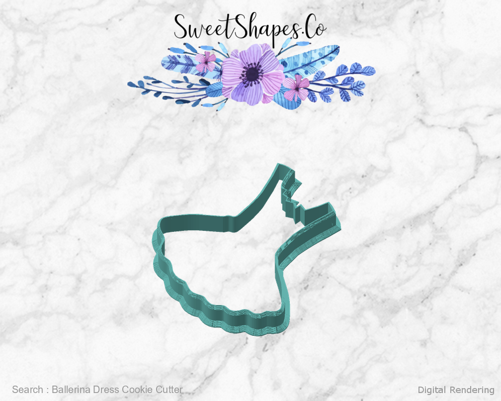 Ballerina Dress Cookie Cutter — angled front view