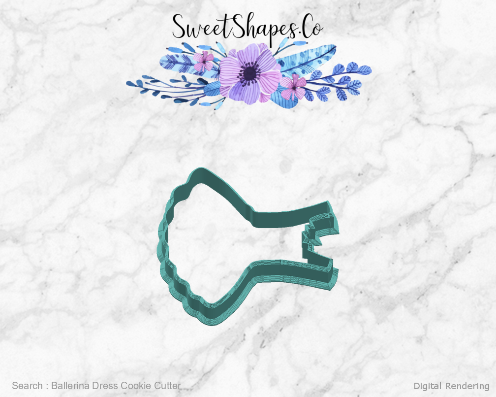 Ballerina Dress Cookie Cutter — right view