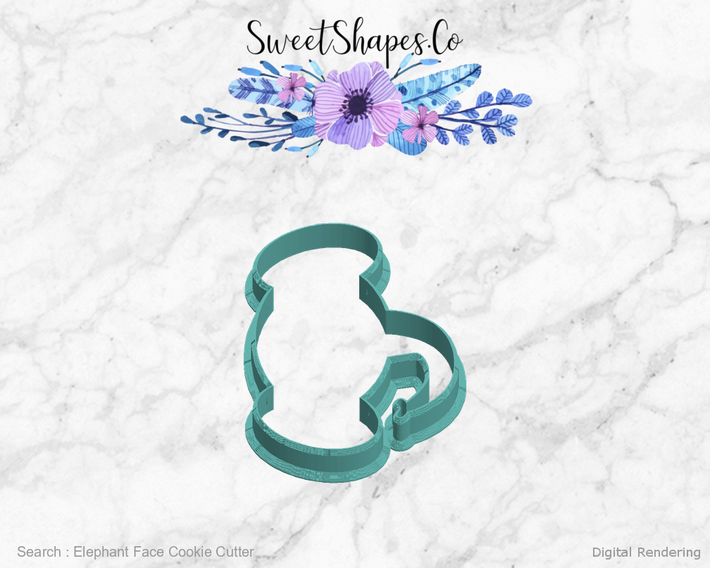 Elephant Face Cookie Cutter — left view